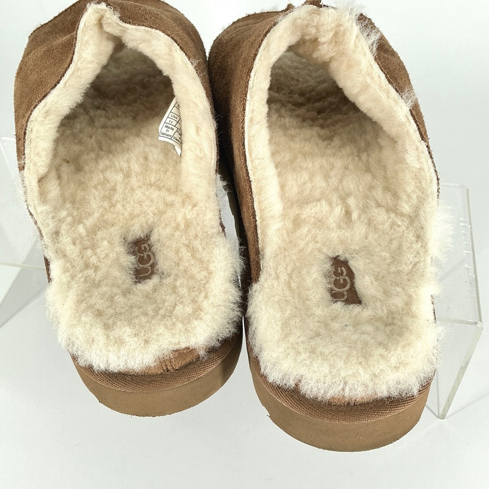 UGG Womens Size 11 Open Toe Chestnut Suede Sheepskin Slides Greenport Slippers - Picture 7 of 11